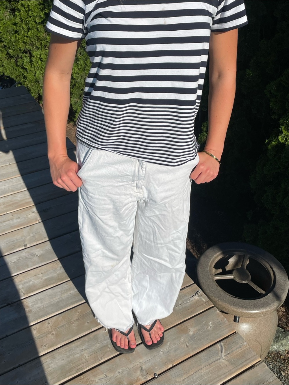 Zara High Rise Wide Leg White Jeans